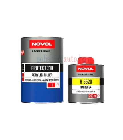 Акрилен грунд 4+1 HS – Novol 310 - PROTECT 310 е акрилен запълващ грунд, който може да се нанася на дебели слоеве и ефективно запълва дори големи драскотини и неравности по обработванат... Цвят: 357, 363, 366; Литри: 242; Марка: 306;