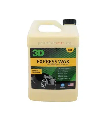 3D Express Wax течна вакса - 3D Express Wax – Експресна течна Montan ваксаБързо и лесно нанасяне – разпръскайте и избършете
Създава силен гланц и дълбок блясък (мокър ефек... Литри: 262, 251, 242; Марка: 231;