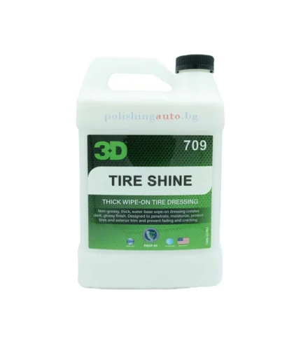 Препарат за гуми и пластмаса 3D Tire Shine - 3D Car Care Tire Shine –  Висококачествен препарат за гумени и пластмасови покрития
Tire Shine на 3D Car Care и премиум препарат, с който ще под... Литри: 251, 242, 259; Марка: 231;