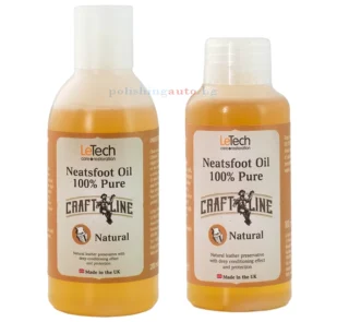 Neatsfoot oil - Le-Tech Craft Line Neatsfoot Oil е 100% натурален продукт, специално създаден за защита и кондициониране на кожени артикули като ботуши, обувки, ръкав... Литри: 245, 246, 251; Мирис: 312, 313, 314; Марка: 304;
