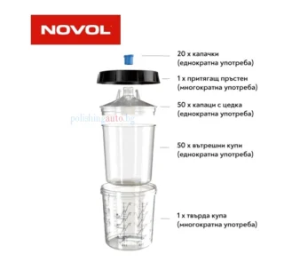 Novol MIX & SPRAY система - Novol MIX & SPRAY система е иновативна система за смесване и нанасяне на бои, предназначена за професионални и прецизни ремонтни дейности. Тя позв... Литри: 261, 388; Микрон: 395, 396; Марка: 306;