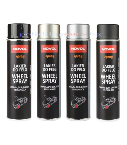 Спрей за джанти Novol Wheel Spray - WHEEL SPRAY – Спрей за джанти е бързосъхнеща акрилна боя, предназначена за реновиране и ремонт на стоманени и алуминиеви джанти. Продуктът осигу... Цвят: 363, 389, 392, 391; Литри: 251; Марка: 306;