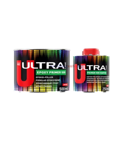 Епоксиден грунд- ULTRA LINE PRIMER 500 2:1 - Епоксиден грунд ULTRA LINE PRIMER 500 2:1 е двукомпонентен антикорозионен грунд, създаден за оптимална защита и подготовка на метални и други повърхно... Цвят: 363; Литри: 251; Марка: 306;