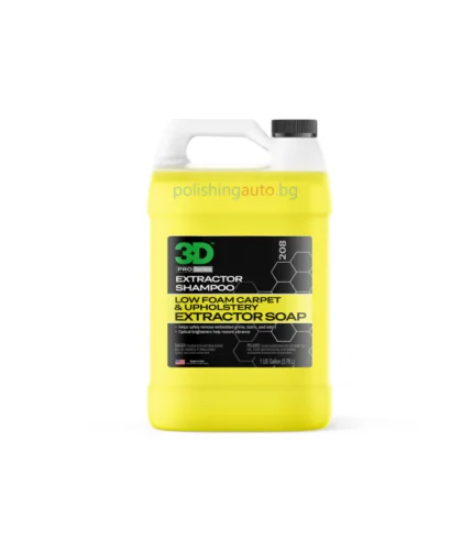 3D Екстракторен шампоан за мокети и тапицерия - 3D Extractor Shampoo е професионален нископенещ препарат, специално разработен за дълбоко почистване на мокети, килими и текстилни тапицерии с екстрак... Литри: 242, 259; Марка: 231;