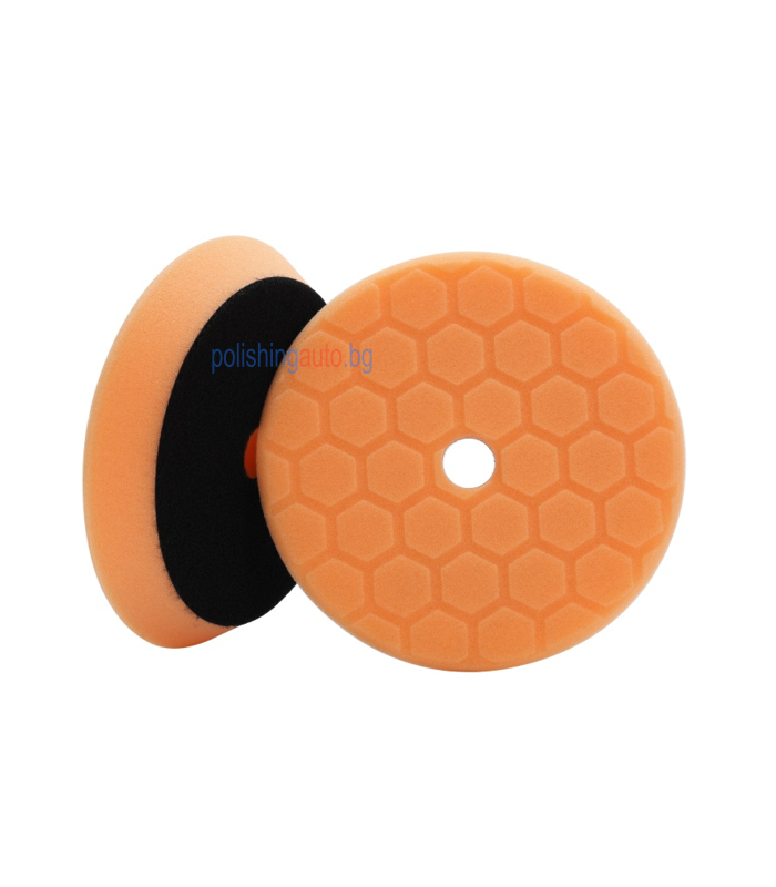 Hexagonal–med : soft Гъба за полиране – SQ „Пчелна пита“ (Hexagonal) – med / soft – Ф150 мм – Оранжева - Image 1